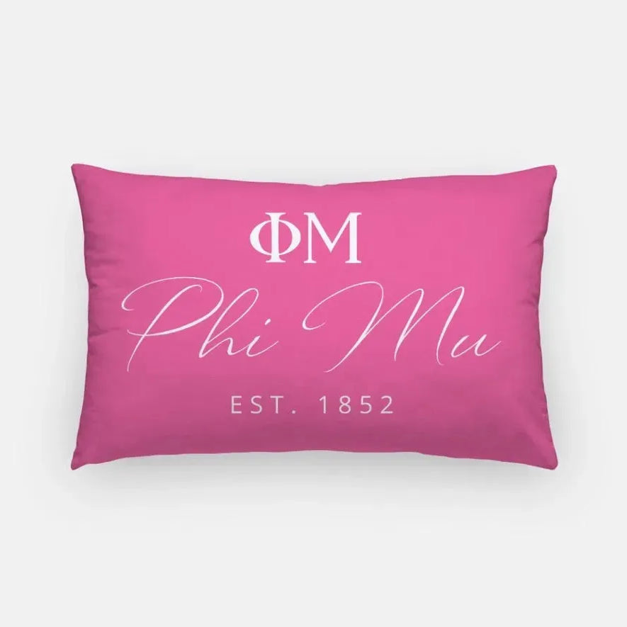 Phi Mu 1852 Lumbar Pillow Cover Pink Pillow Covers