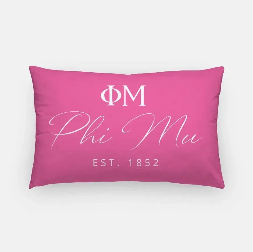 Phi Mu 1852 Lumbar Pillow Cover Pink Pillow Covers