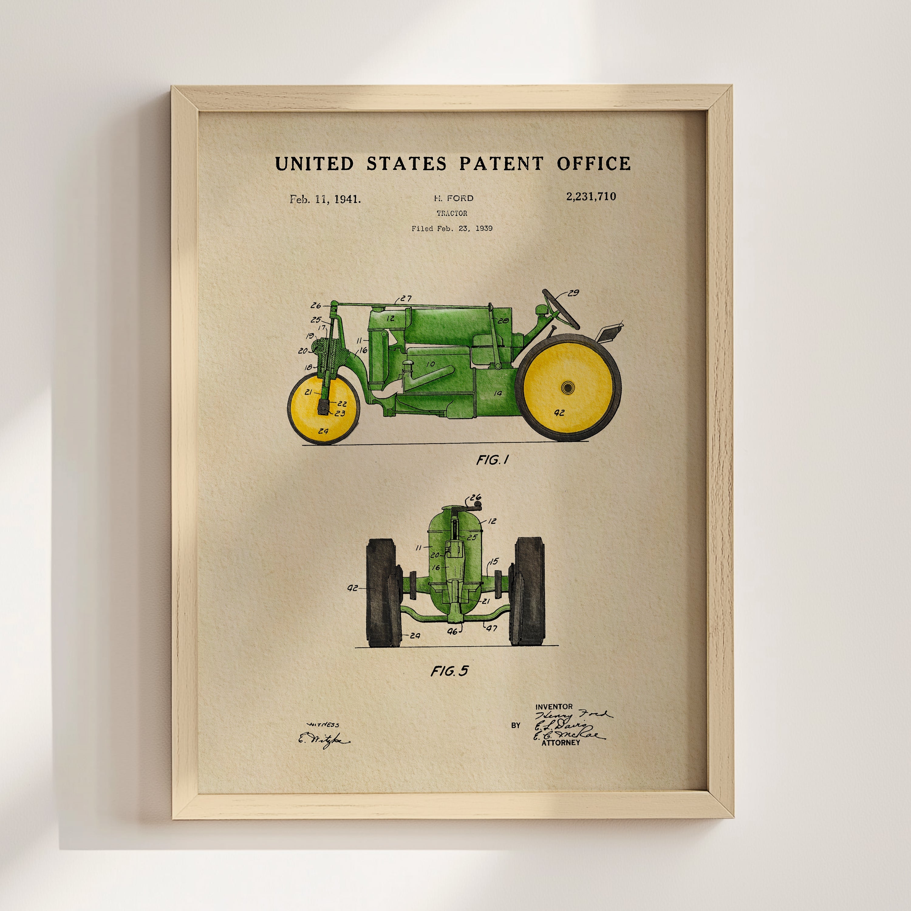 Vintage Tractor US Patent Art Print | Dorm Decor | Wall Art
