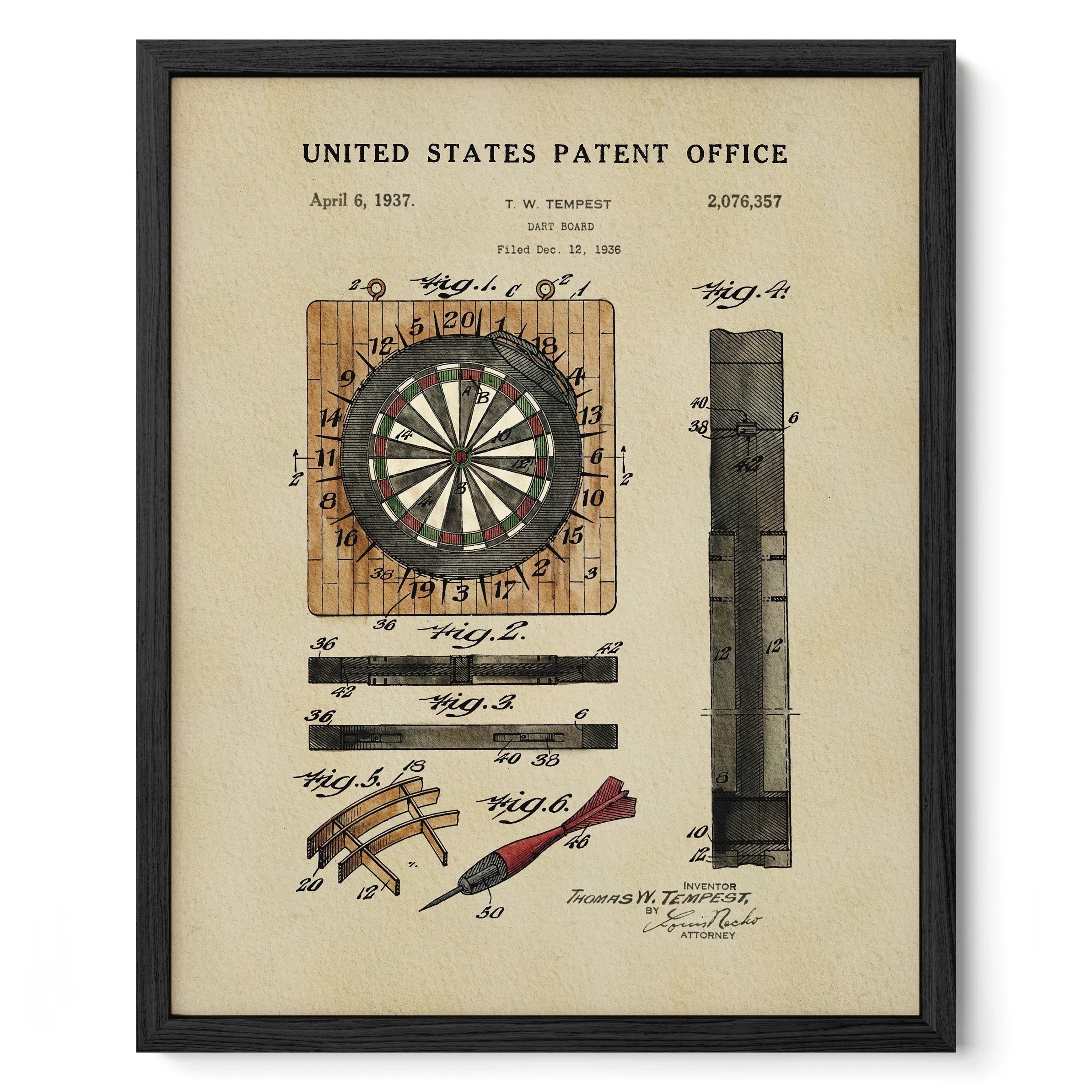 Dartboard US Patent Print | Dorm Decor for Guys Room | Wall Art