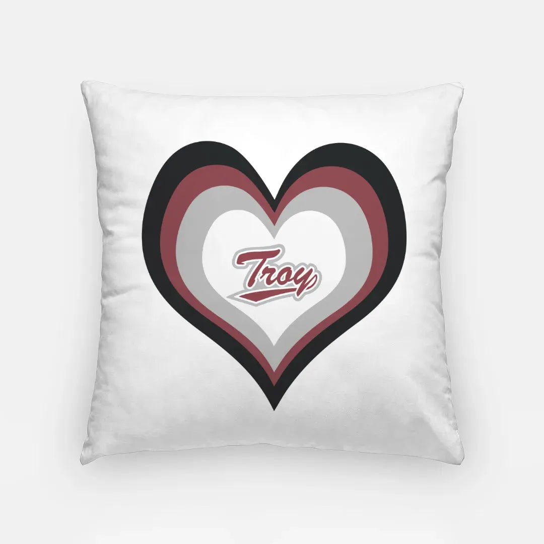 Troy University 18" Heart Throw Pillow Cover Pillow Covers