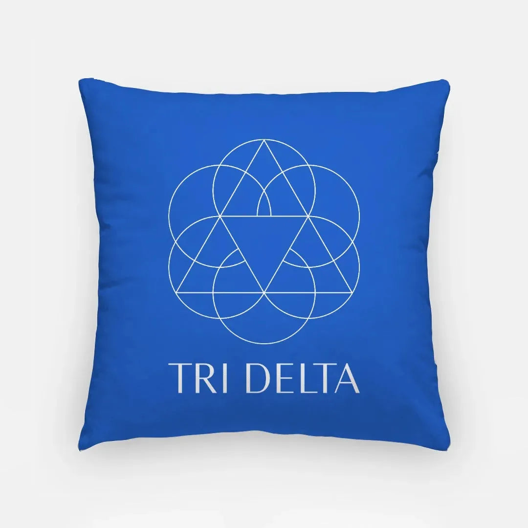 Tri Delta 18" Traditional Pillow Cover - Blue Pillow Covers
