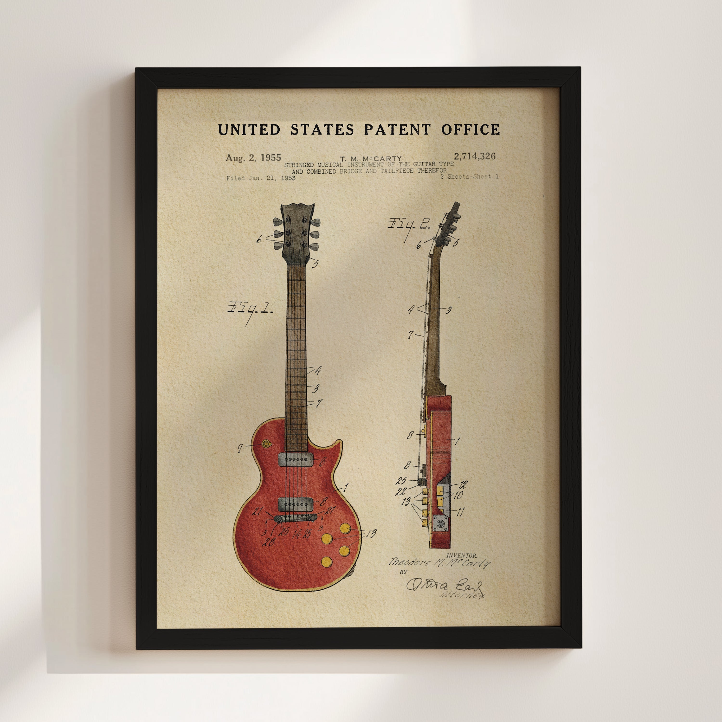 Gibson Les Paul Guitar US Patent Art Print