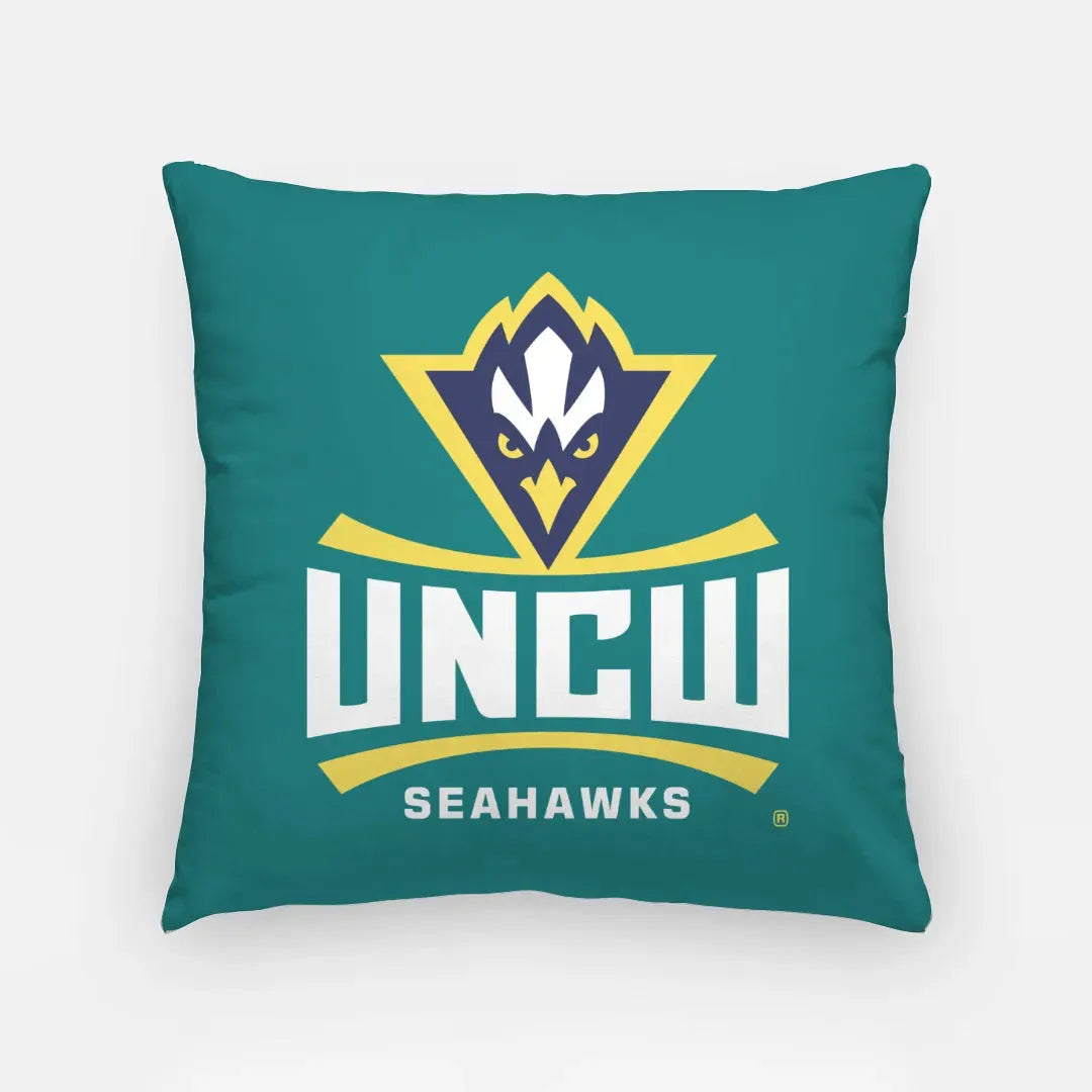 UNC Wilmington Throw Pillow Cover - Basic Logo Teal - 18" Pillow Covers