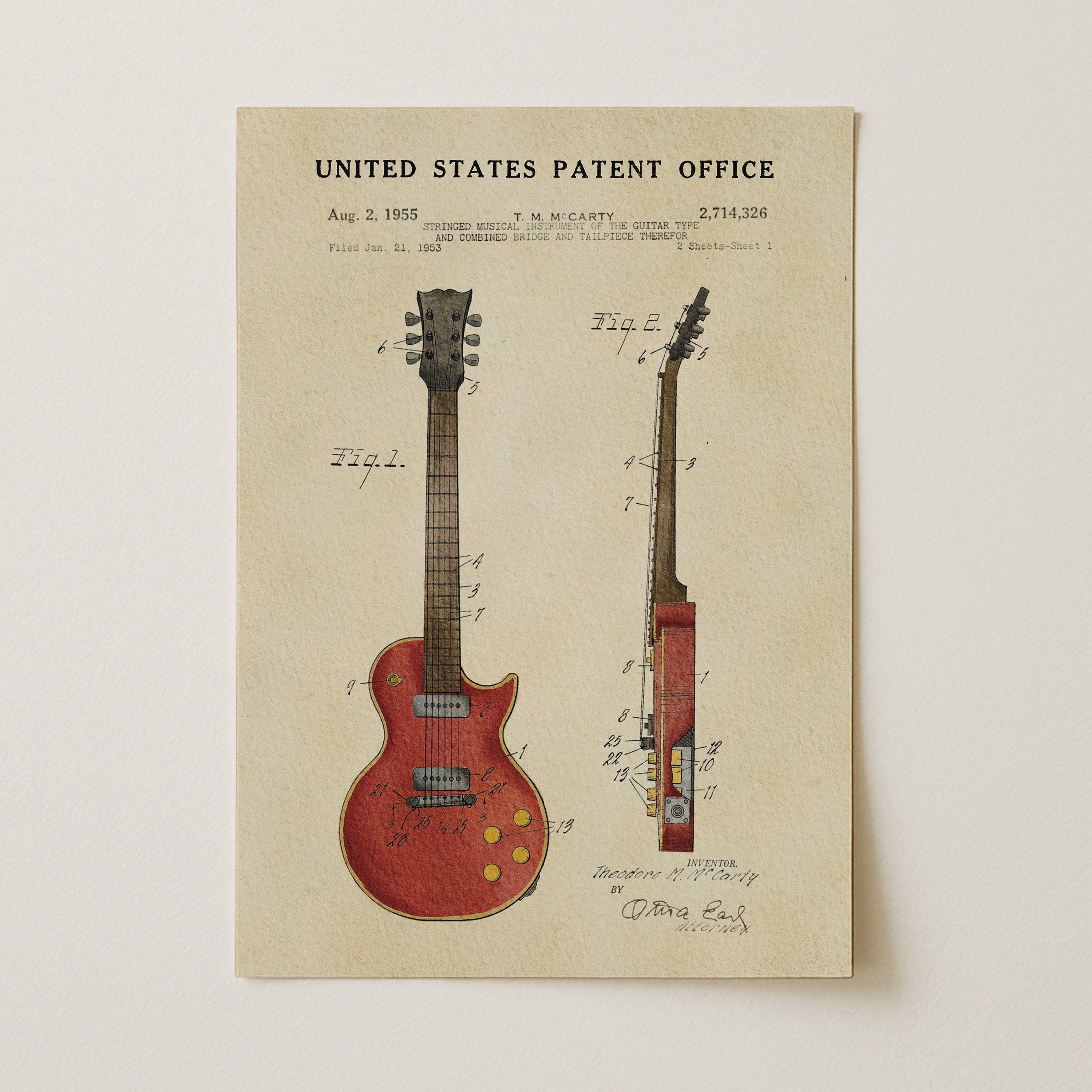 Gibson Les Paul Guitar US Patent Art Print