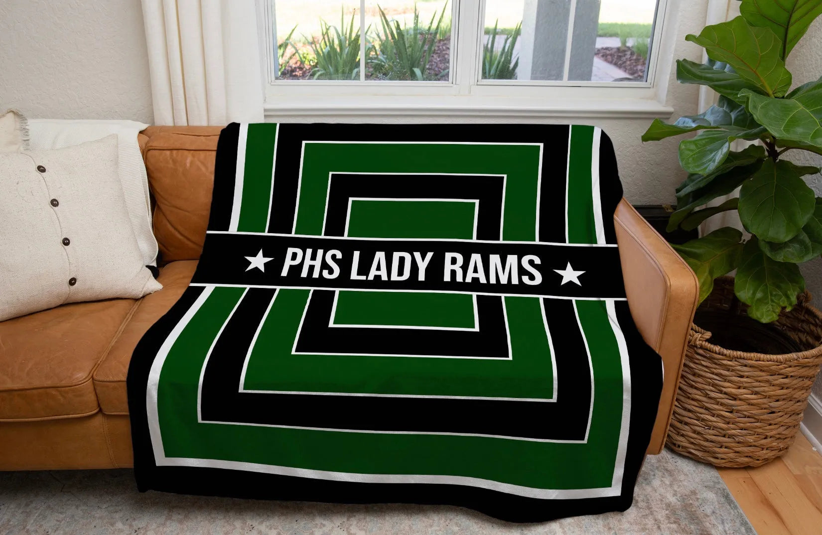 PHS Lady Rams XL 60x80 Sherpa Blanket - Geo Throw Blankets