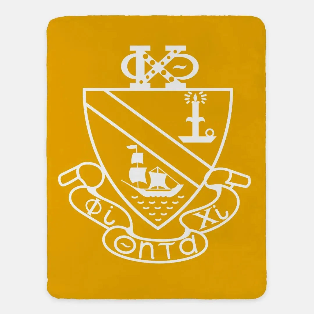 Phi Chi Theta XL 60x80 Sherpa Blanket - Gold Crest Throw Blankets