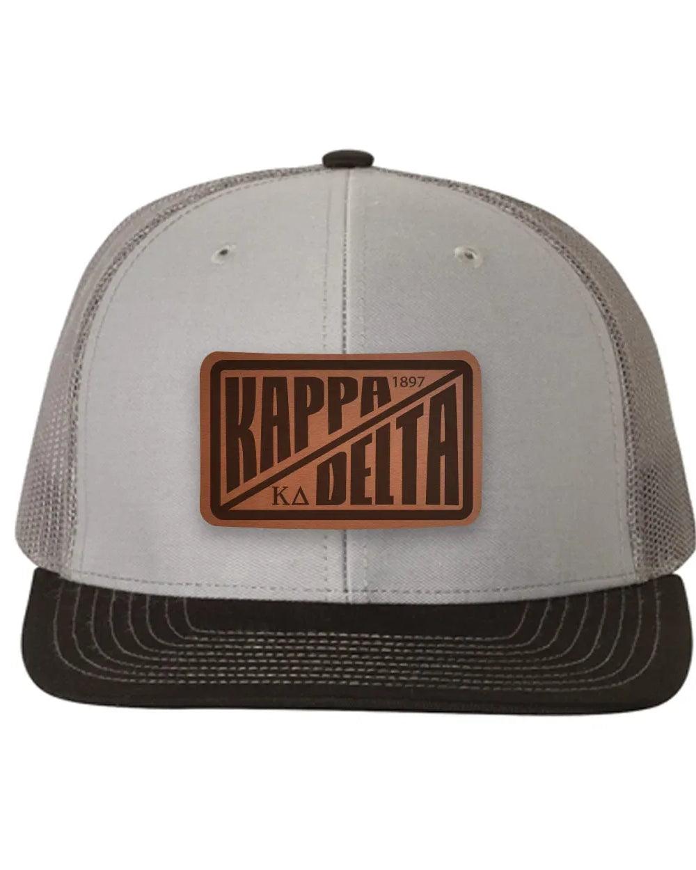 Kappa Delta Richardson 112 Leatherette Patch Trucker Hat - Divide Gray Charcoal Black Trucker Hat