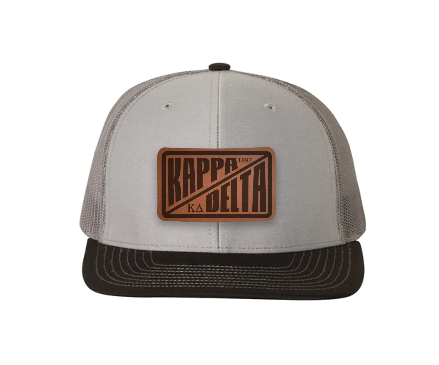 Kappa Delta Richardson 112 Leatherette Patch Trucker Hat - Divide Gray Charcoal Black Trucker Hat