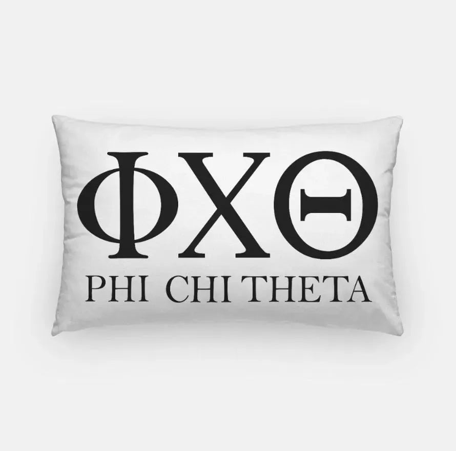 Phi Chi Theta Lumbar Throw Pillow Cover - Greek Letters Black Pillow Covers