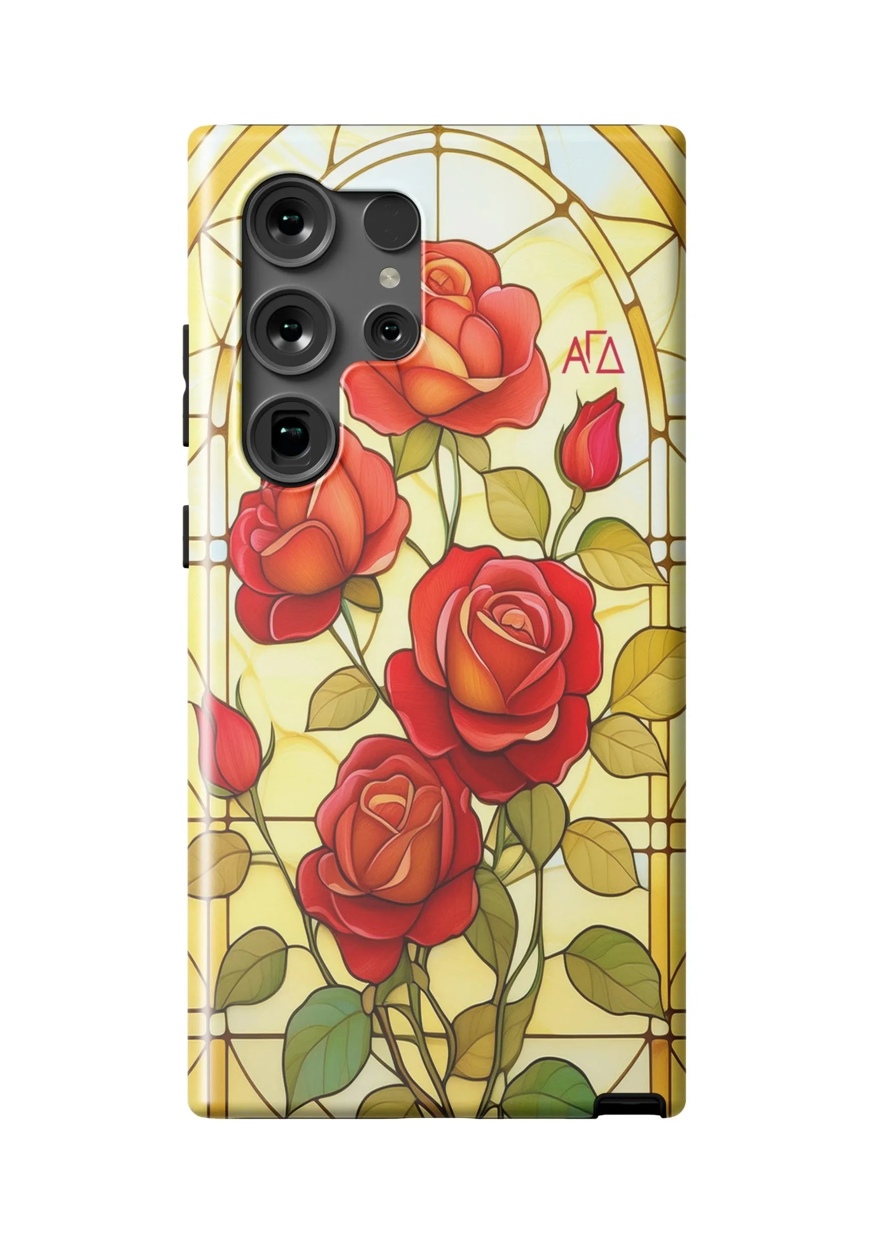 Alpha Gam Samsung Galaxy 24, 23 Mobile Phone Case - Stained Glass Roses Matte Mobile Phone Cases