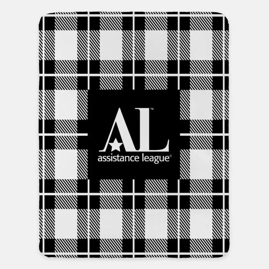 Assistance League XL 60x80 Plaid Sherpa Blanket Black Throw Blankets