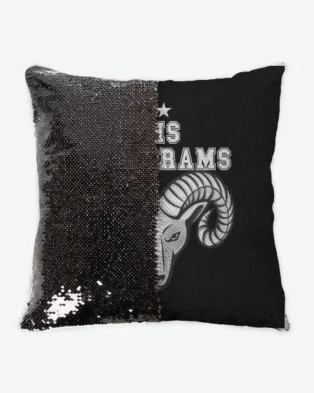 PHS Lady Rams Sequin Pillow Cover Black Black Pillow Covers