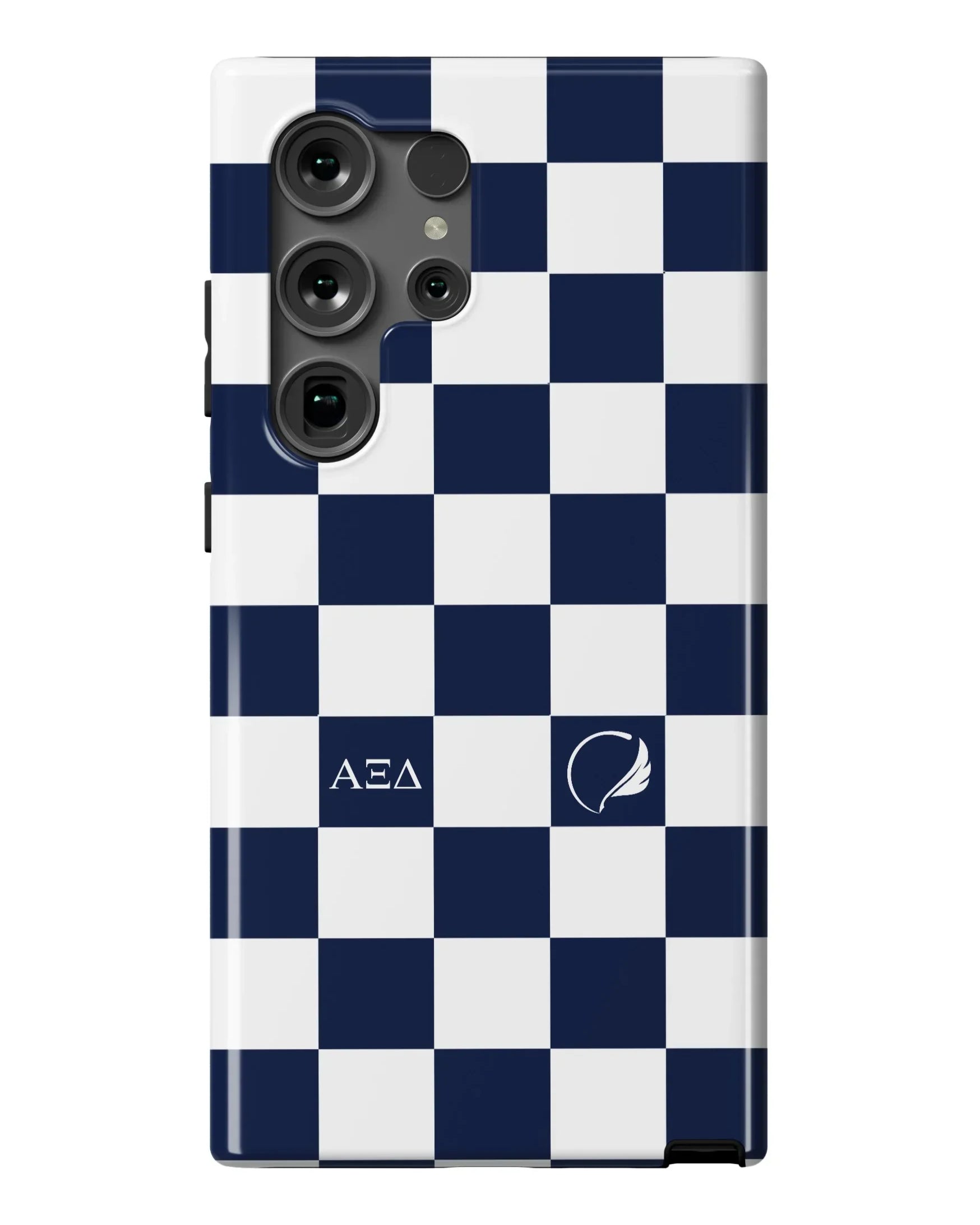 Alpha Xi Delta Samsung Galaxy 24, 23 Mobile Phone Case - Blue Check