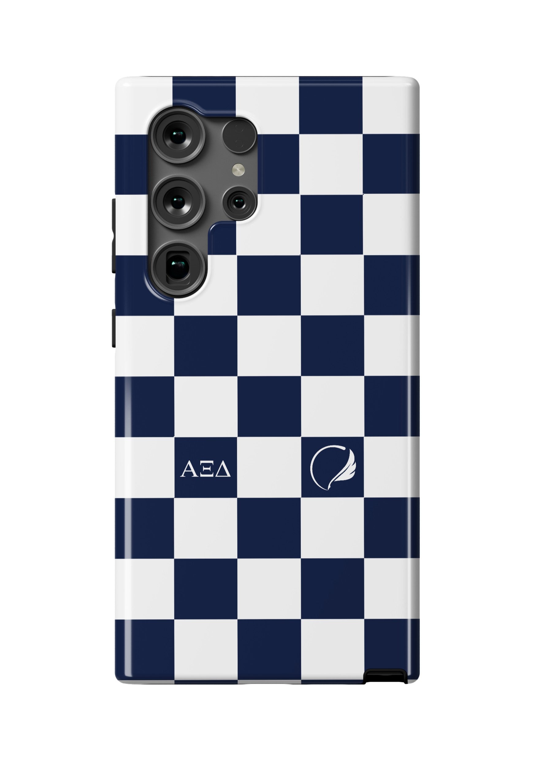 Alpha Xi Delta Samsung Galaxy 24, 23 Mobile Phone Case - Blue Check