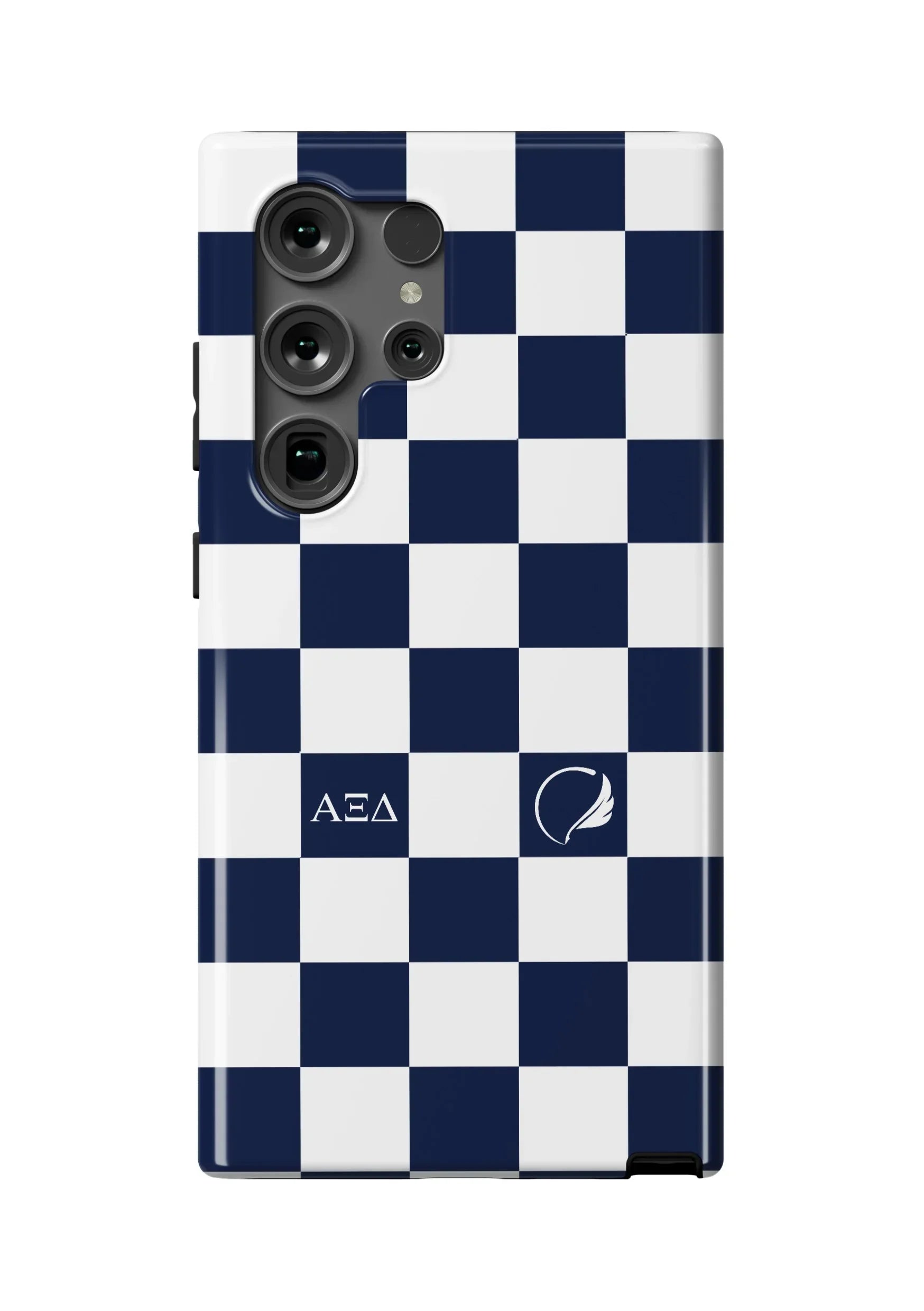 Alpha Xi Delta Samsung Galaxy 24, 23 Mobile Phone Case - Blue Check