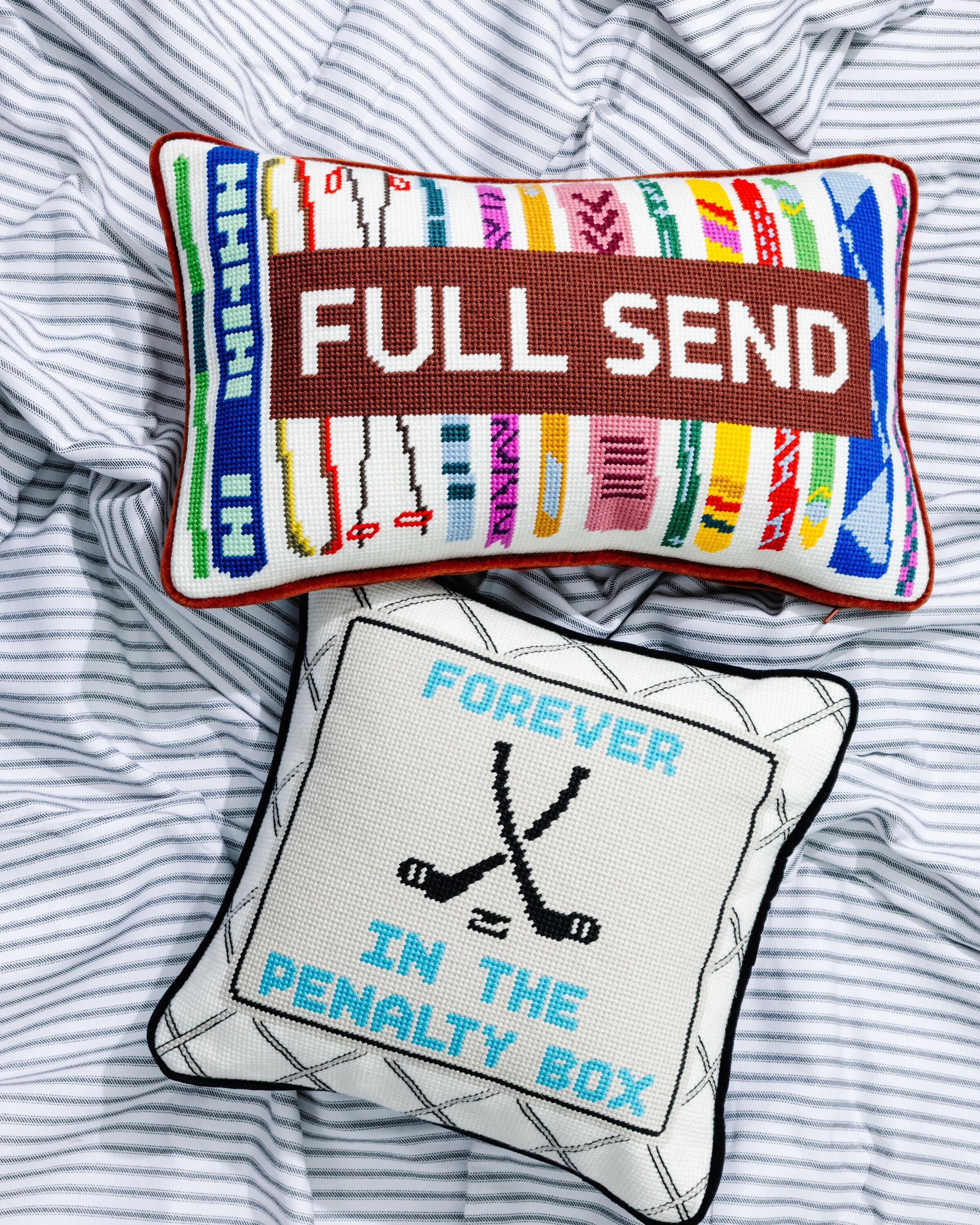 Full Send Needlepoint Pillow | Custom Dorm Decor