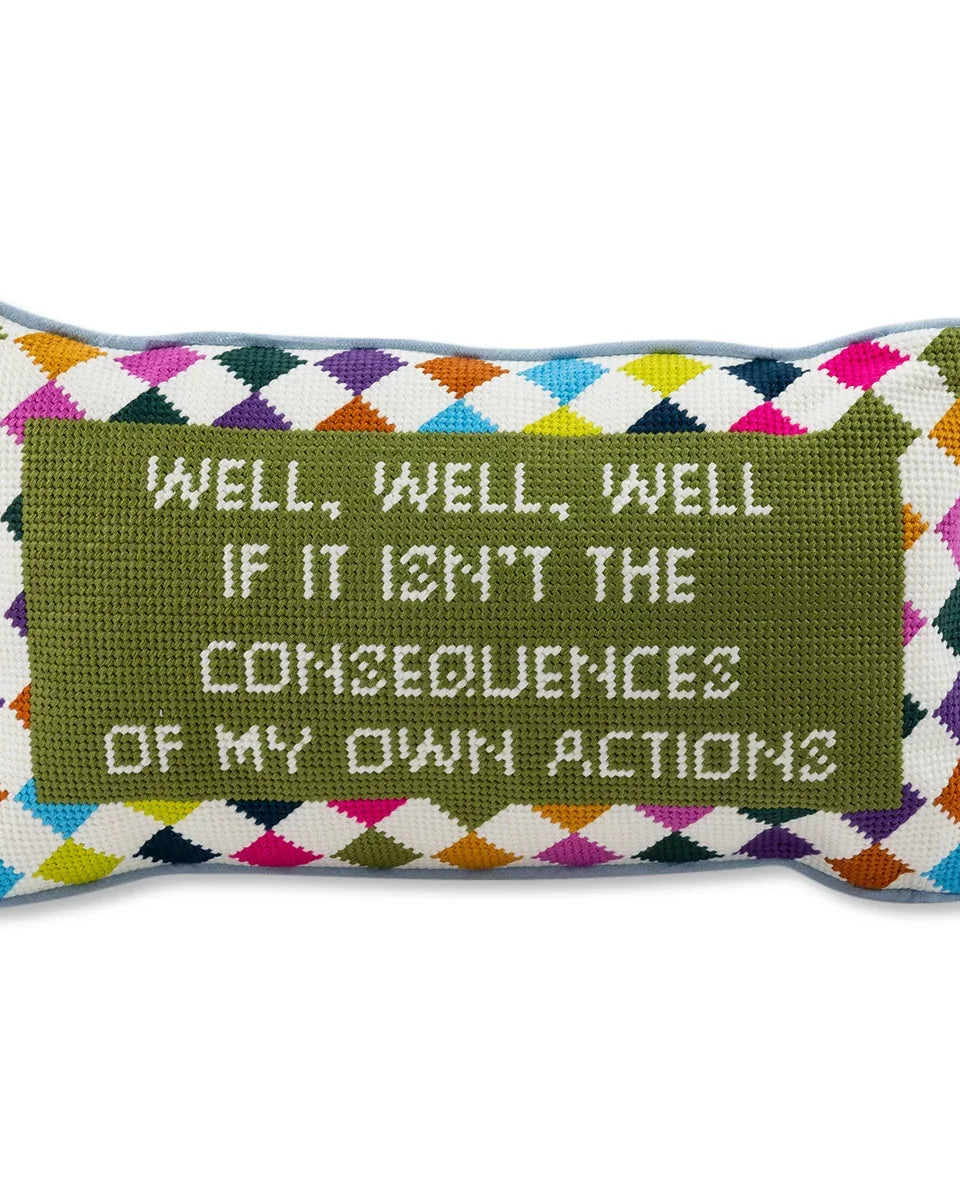 Well Well Well Needlepoint Pillow | Pillow with Sayings | Dorm Decor