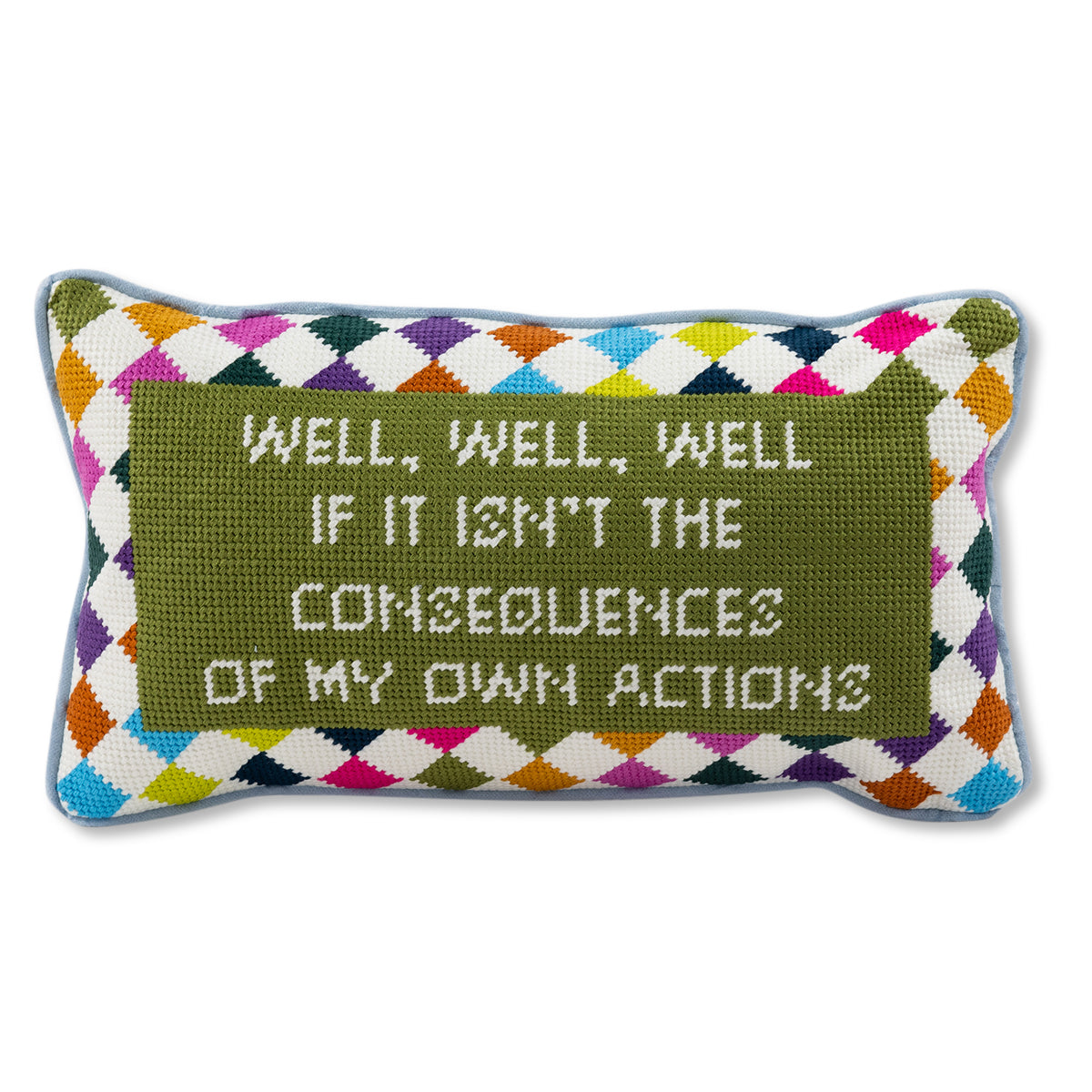 Well Well Well Needlepoint Pillow | Pillow with Sayings | Dorm Decor