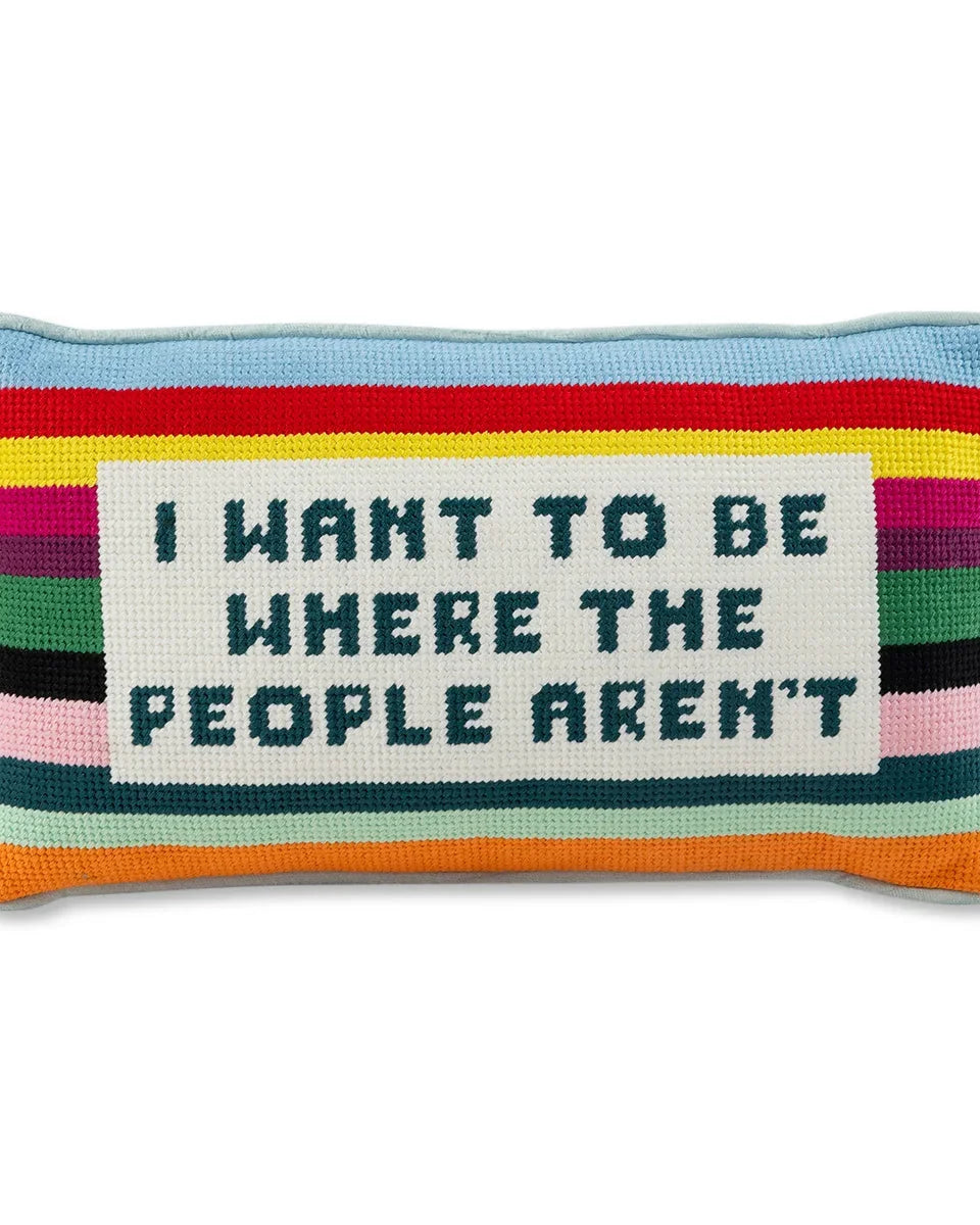 Where the People Aren't Needlepoint Pillow | Dorm Decor | Gifts