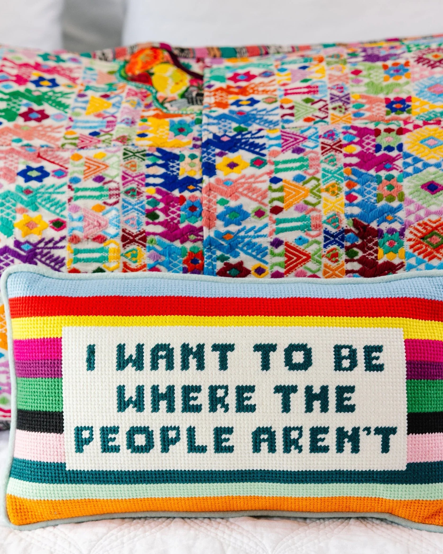 Where the People Aren't Needlepoint Pillow | Dorm Decor | Gifts