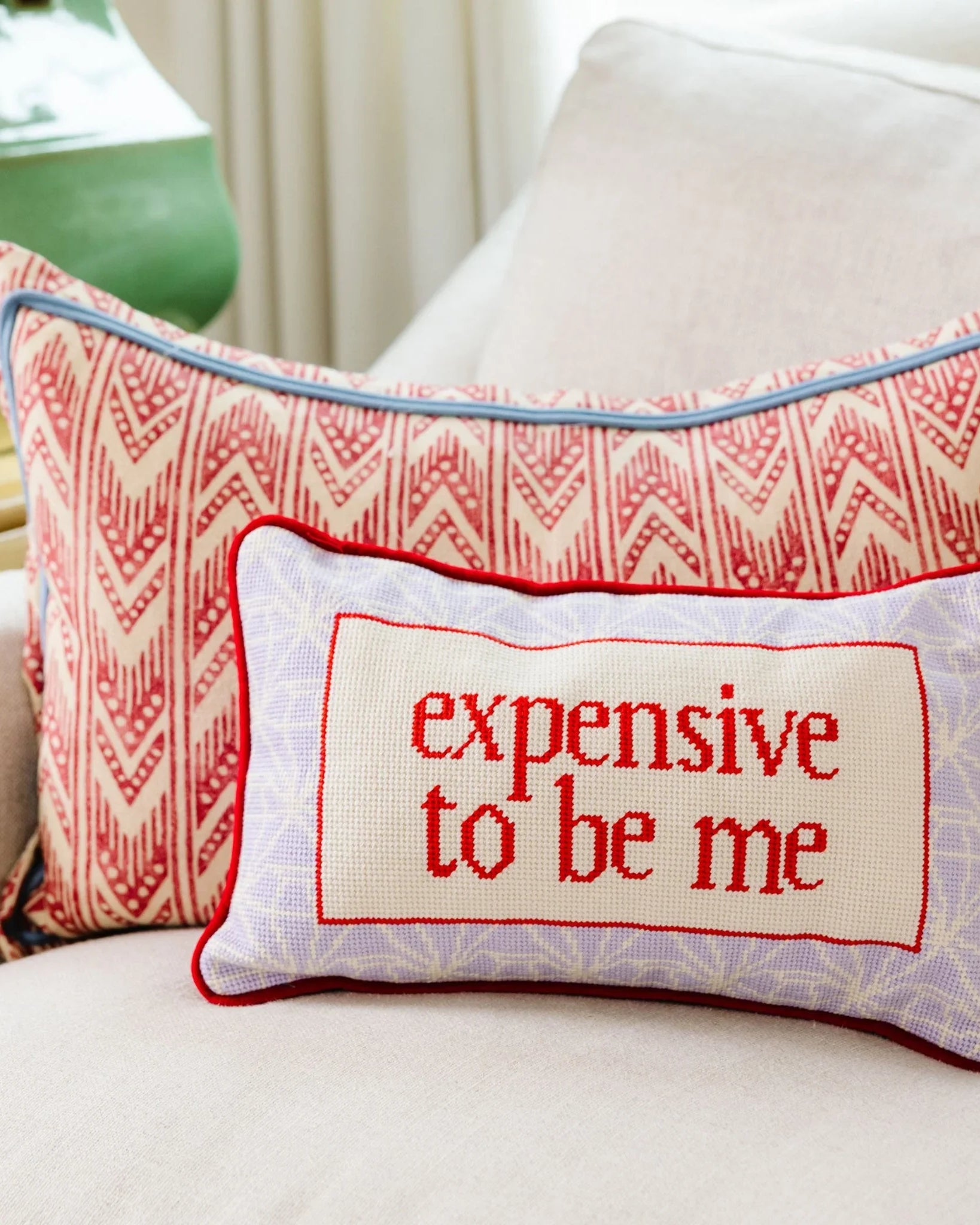 Expensive To Be Me Needlepoint Pillow | Vintage-Inspired Dorm Decor
