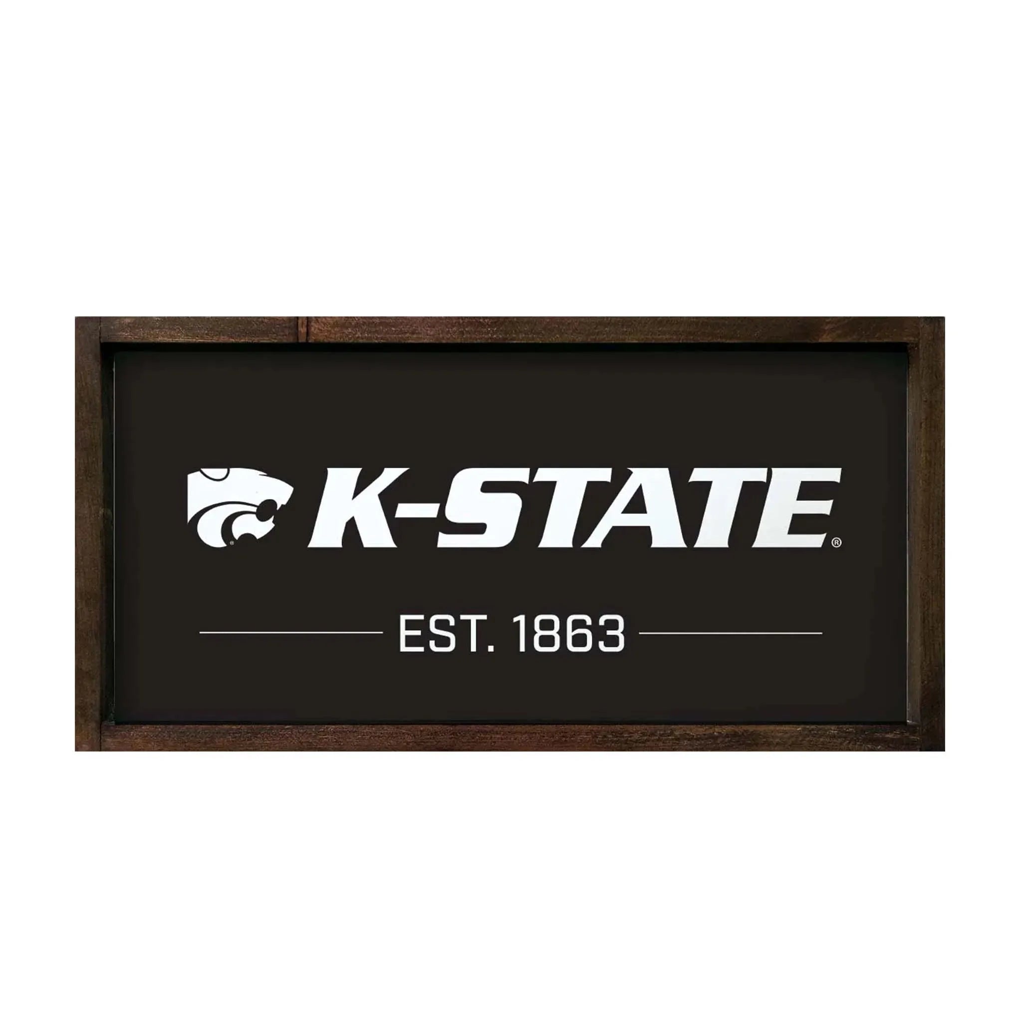 Kansas State University Sign - K-STATE Black - 12"x24" Walnut Stain Wall Art & Signs