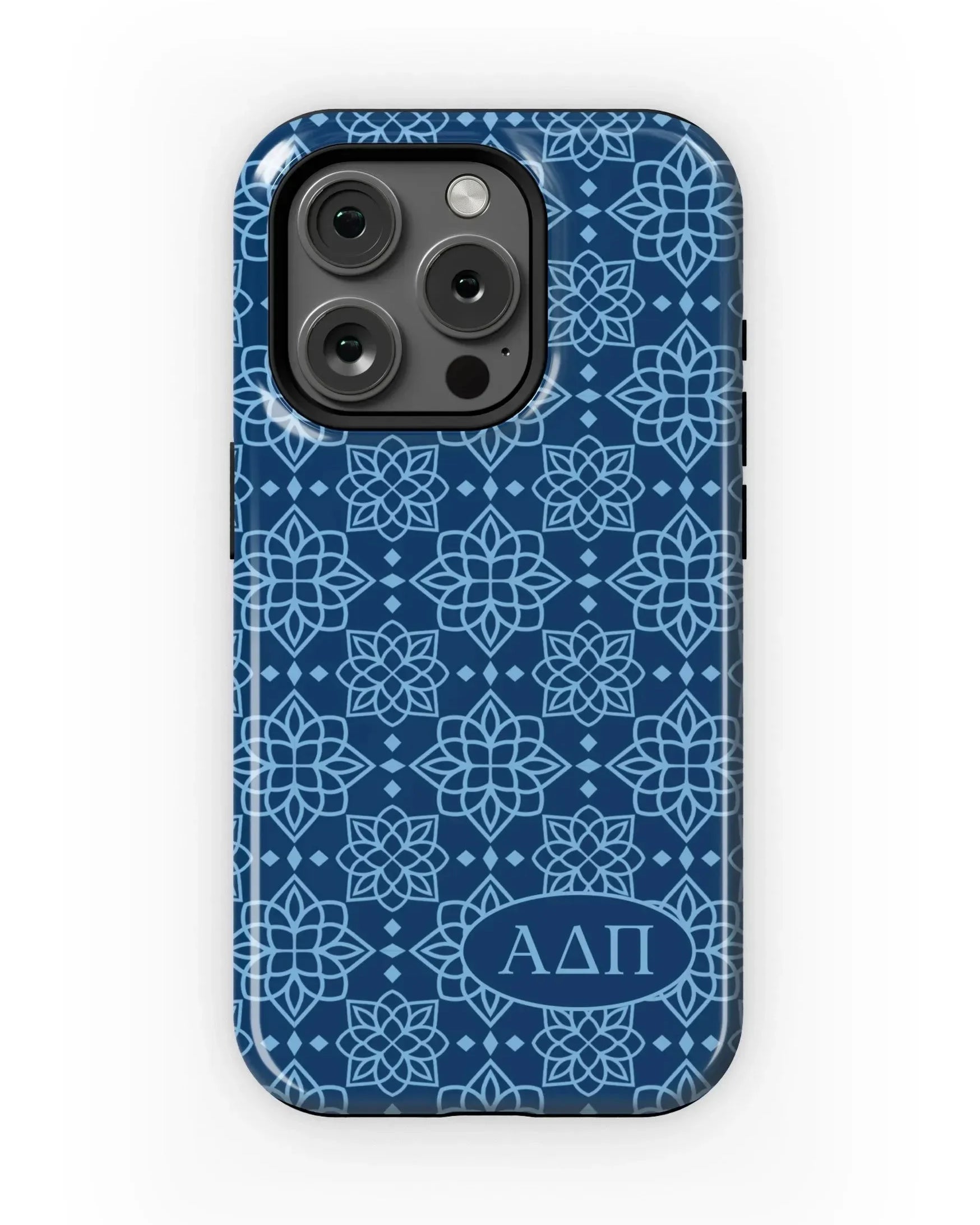 Alpha Delta Pi iPhone 16, 15, 14 Mobile Phone Case - Midnight Blue Ornate