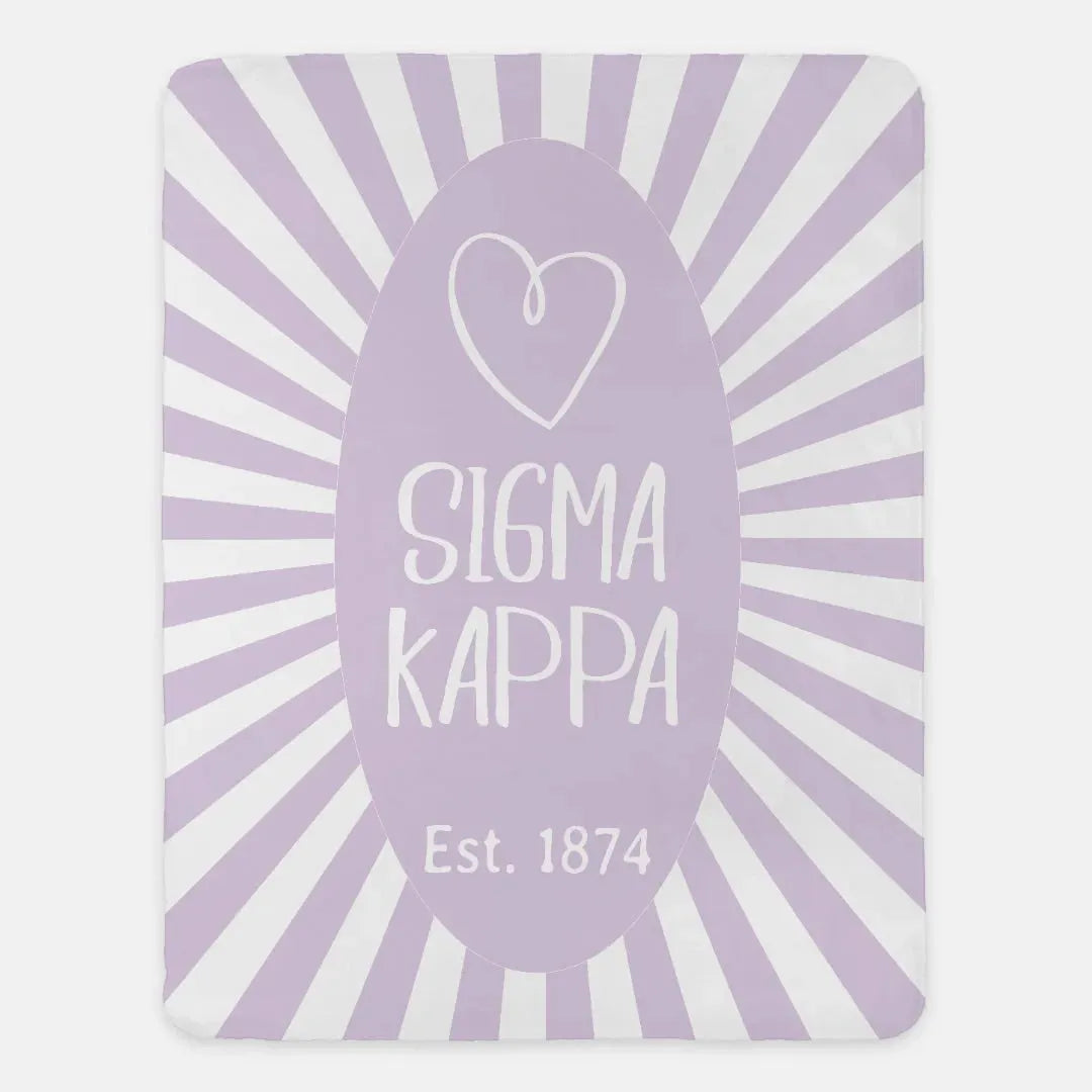 Sigma Kappa XL 60x80 Sherpa Throw Blanket - Lavender Starburst Throw Blankets