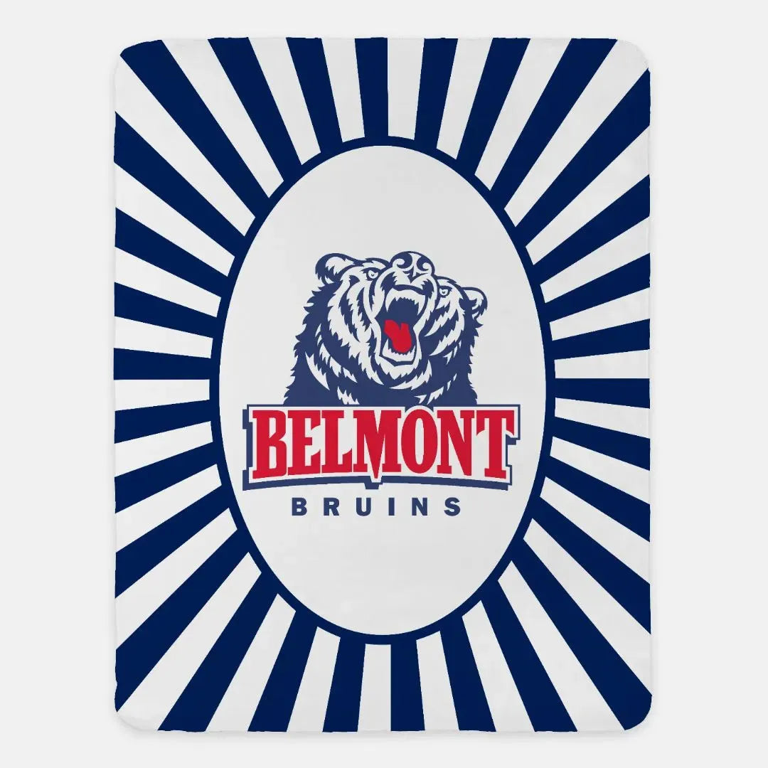 Belmont University XL 60x80 Sherpa Blanket - Blue Starburst Throw Blankets