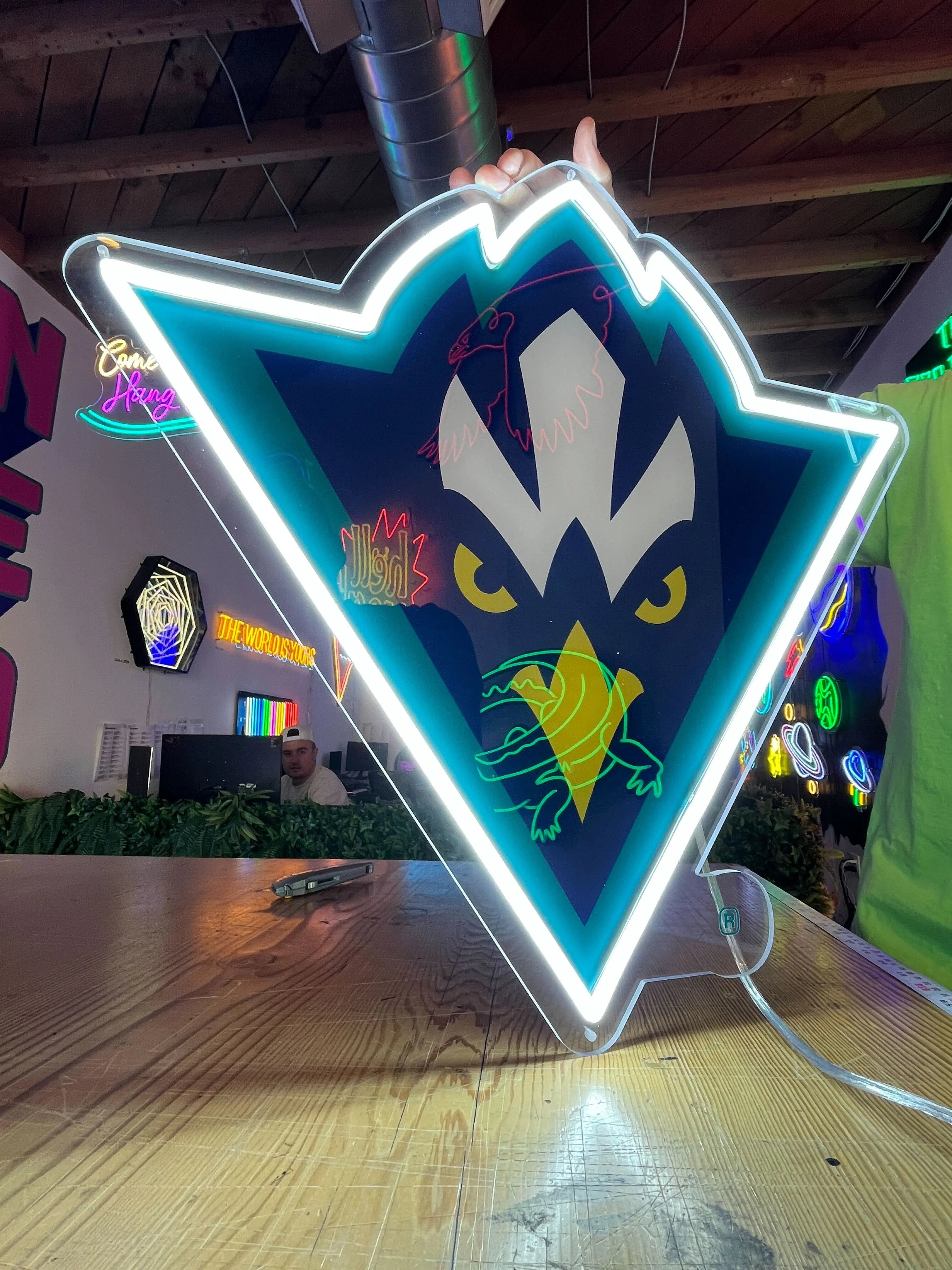 UNCW Seahawks LED UV Print Neon Sign w/ Dimmer - 20" Neon Signs