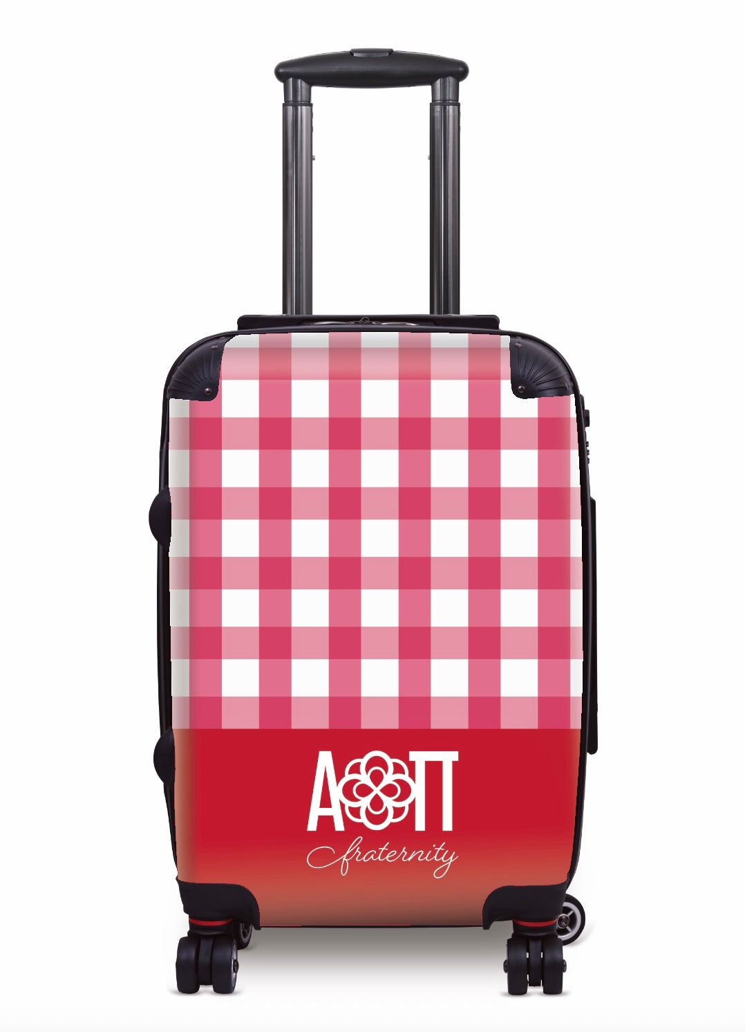 Alpha Omicron Pi Carry-on Suitcase - Gingham Cardinal Suitcases
