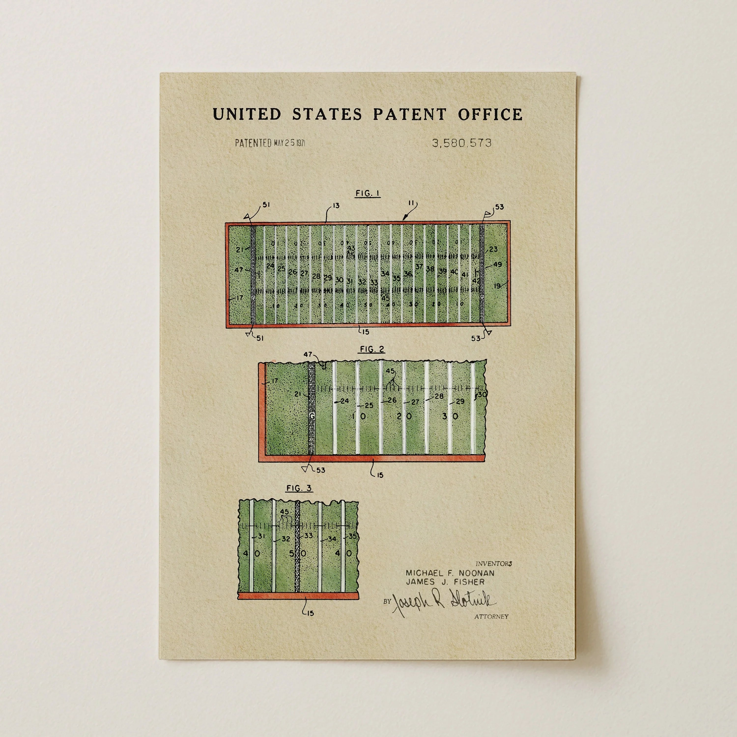 Football Field US Patent Art Print | Dorm Decor For Guys | Sports | Campus Greek Fit