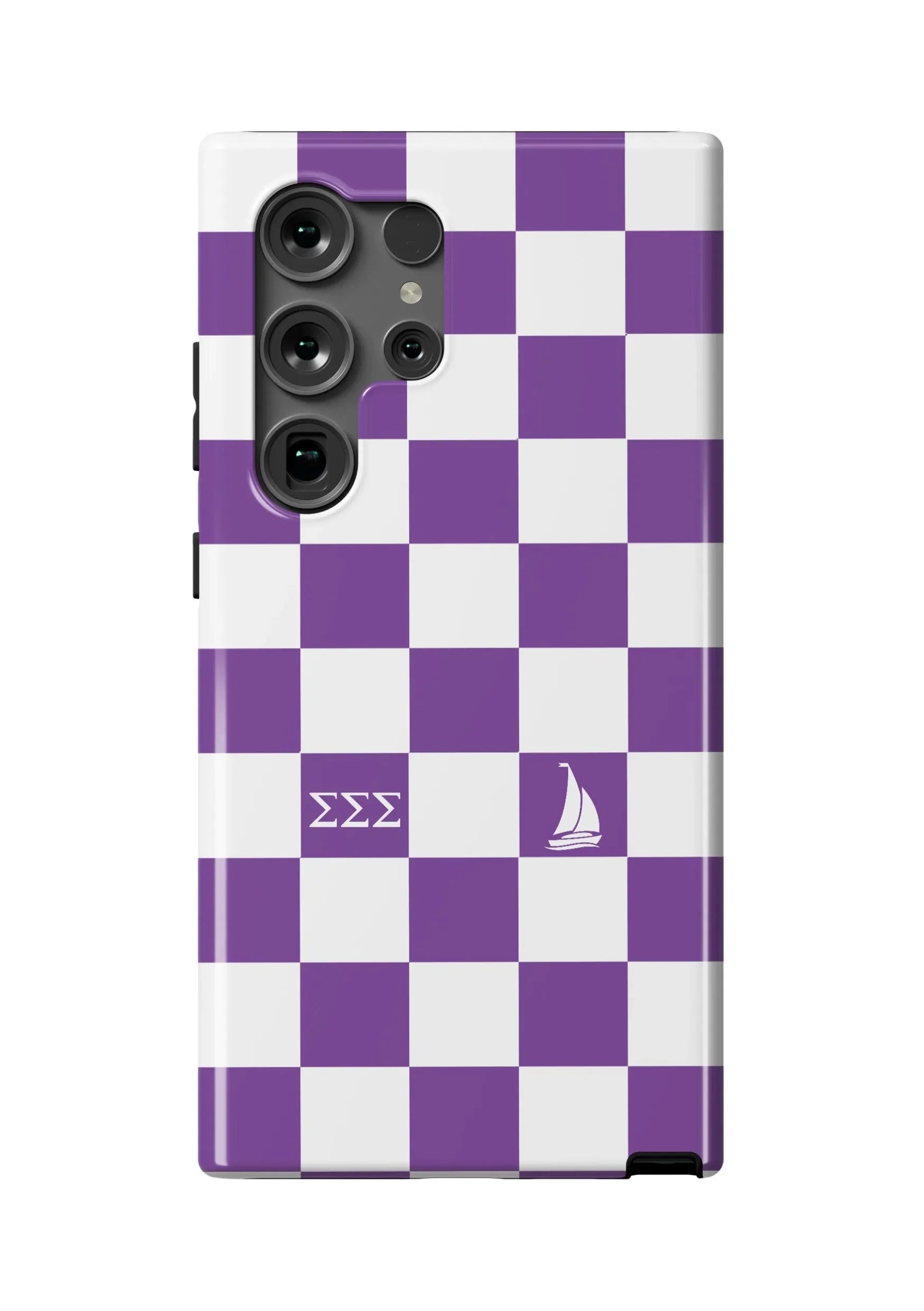 Tri Sigma Samsung Galaxy 24, 23 Mobile Phone Case Violet Check Gloss Mobile Phone Cases