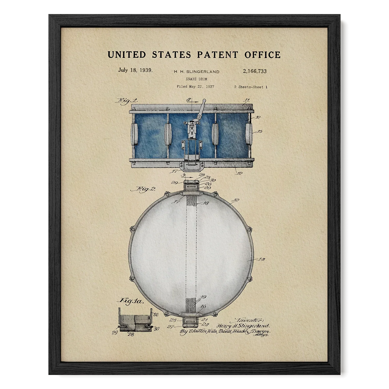 Snare Drum US Patent Art Print | Wall Art | Music-Themed Dorm Decor