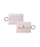Alpha Sigma Alpha Vegan Saffiano Leather Keychain Card Holder Travel Wallet