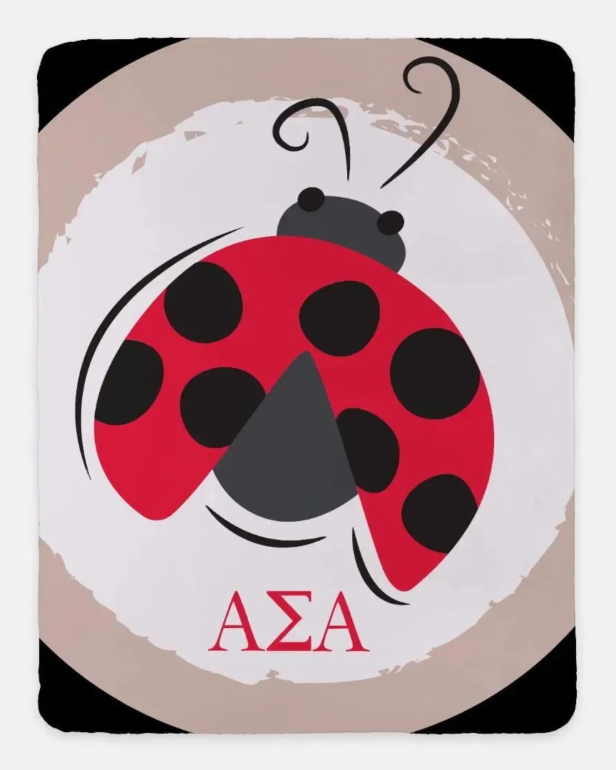 Alpha Sigma Alpha XL 60x80 Sherpa Throw Blanket - Dot the Ladybug Throw Blankets