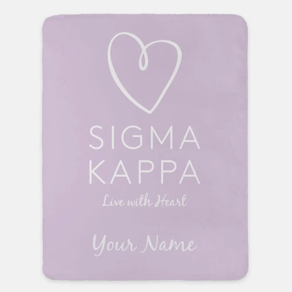 Personalized Sigma Kappa XL 60x80 Sherpa Throw Blanket Lavendar Throw Blankets