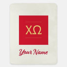 Chi Omega Personalized XL 60x80 Sherpa Throw Blanket Cream Red Throw Blankets