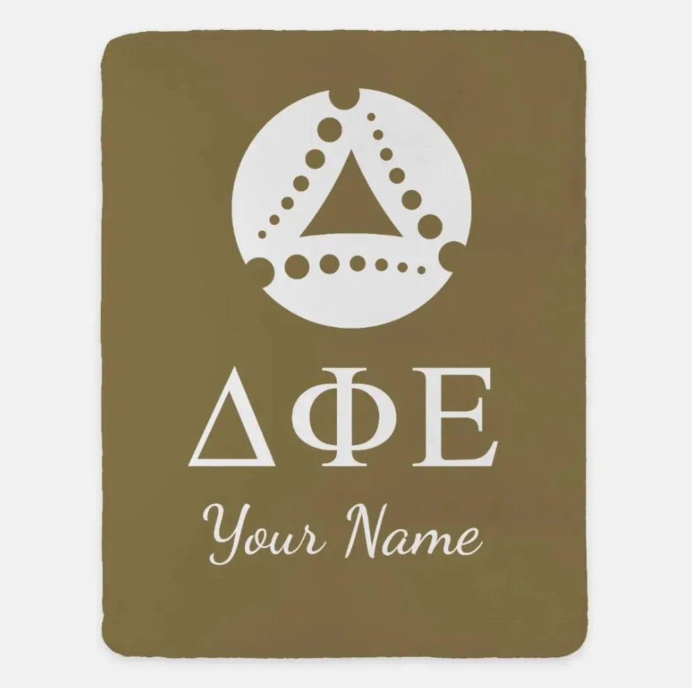 Personalized Delta Phi Epsilon XL 60x80 Sherpa Throw Blanket Gold Throw Blankets
