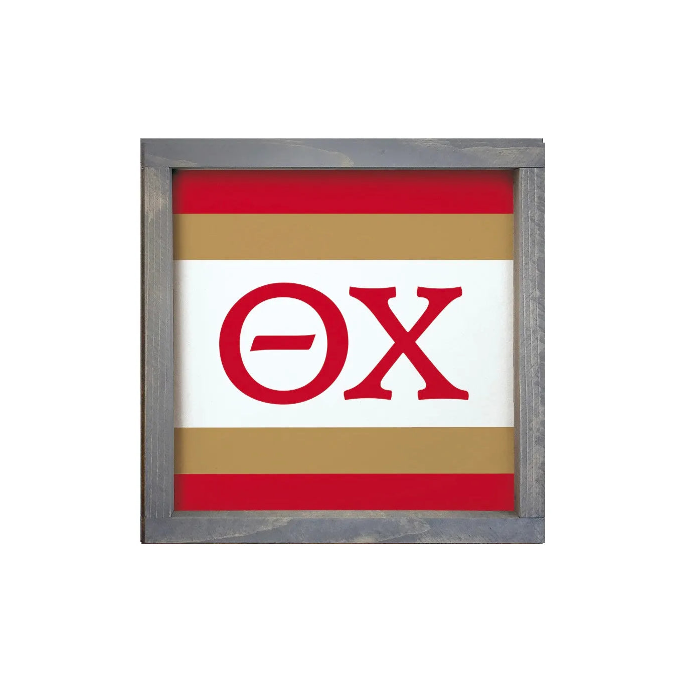 Theta Chi 12x12 Wood Framed Sign - Stripes Weathered Gray Wall Art & Signs
