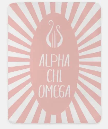 Alpha Chi Omega XL 60x80 Sherpa Throw Blanket - Starburst Hera Throw Blankets