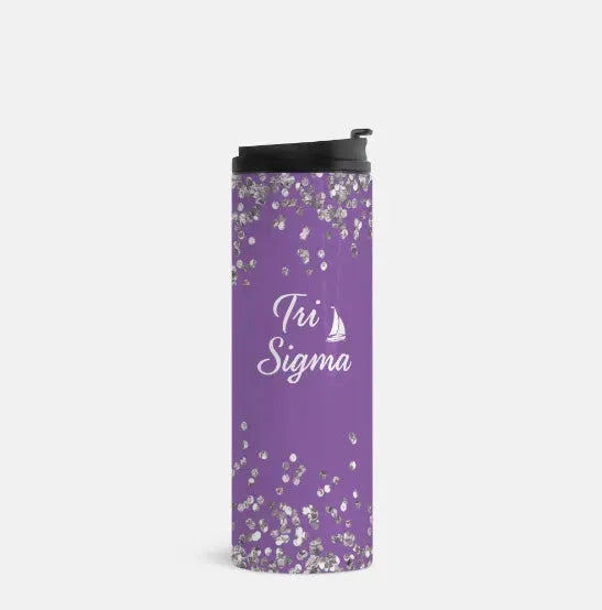 Tri Sigma Thermal Tumbler 16 oz. - Glitter Violet Drinkware