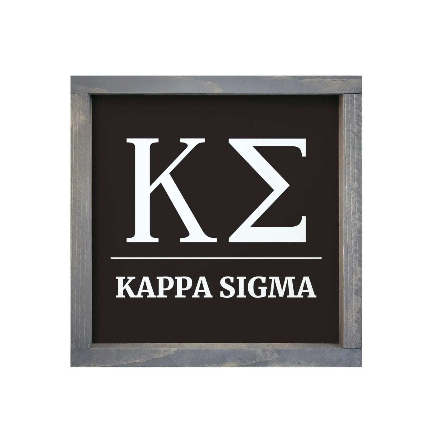 Kappa Sigma 12x12 Wood Framed Sign - Greek Letters Black Weathered Gray Wall Art & Signs