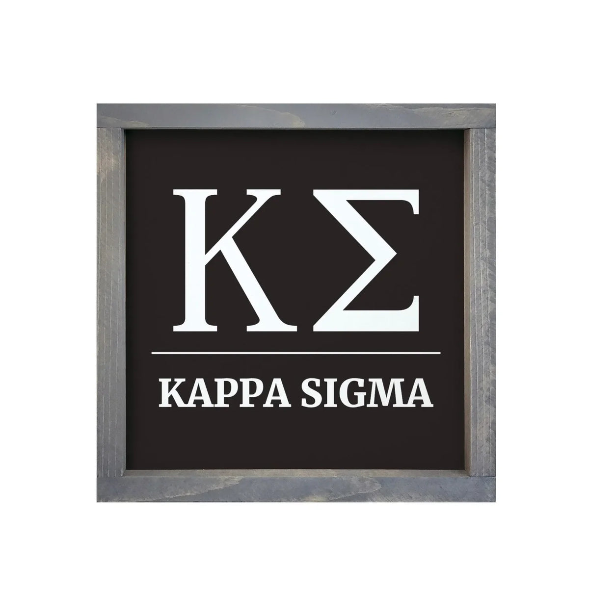 Kappa Sigma 12x12 Wood Framed Sign - Greek Letters Black Weathered Gray Wall Art & Signs