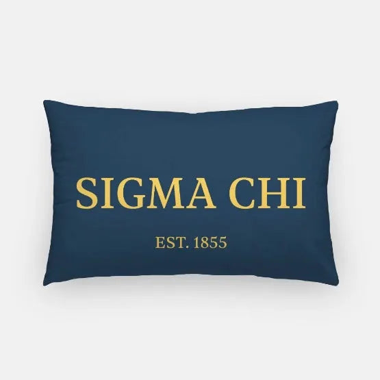 Sigma Chi Lumbar Pillow Cover - 1855 Deep Blue Gold Pillow Covers