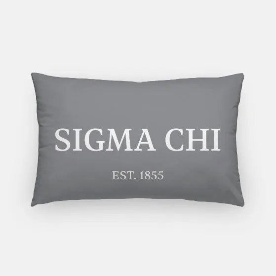 Sigma Chi Lumbar Pillow Cover - 1855 Gray Pillow Covers