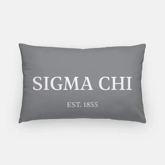 Sigma Chi Lumbar Pillow Cover - 1855 Gray Pillow Covers