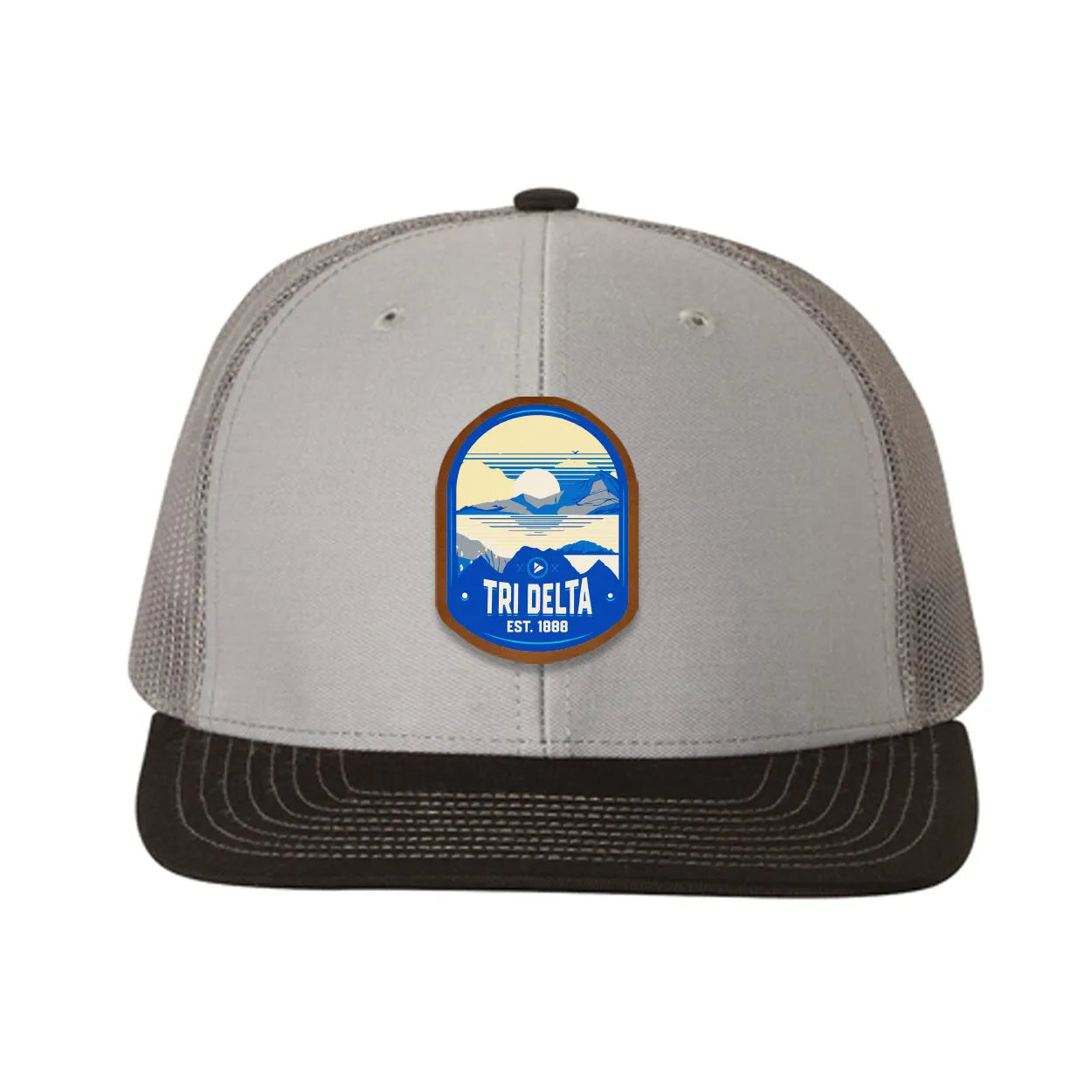 Tri Delta Richardson 112 UV Print Leatherette Patch Trucker Hat - Ventura Gray Charcoal Black Trucker Hat