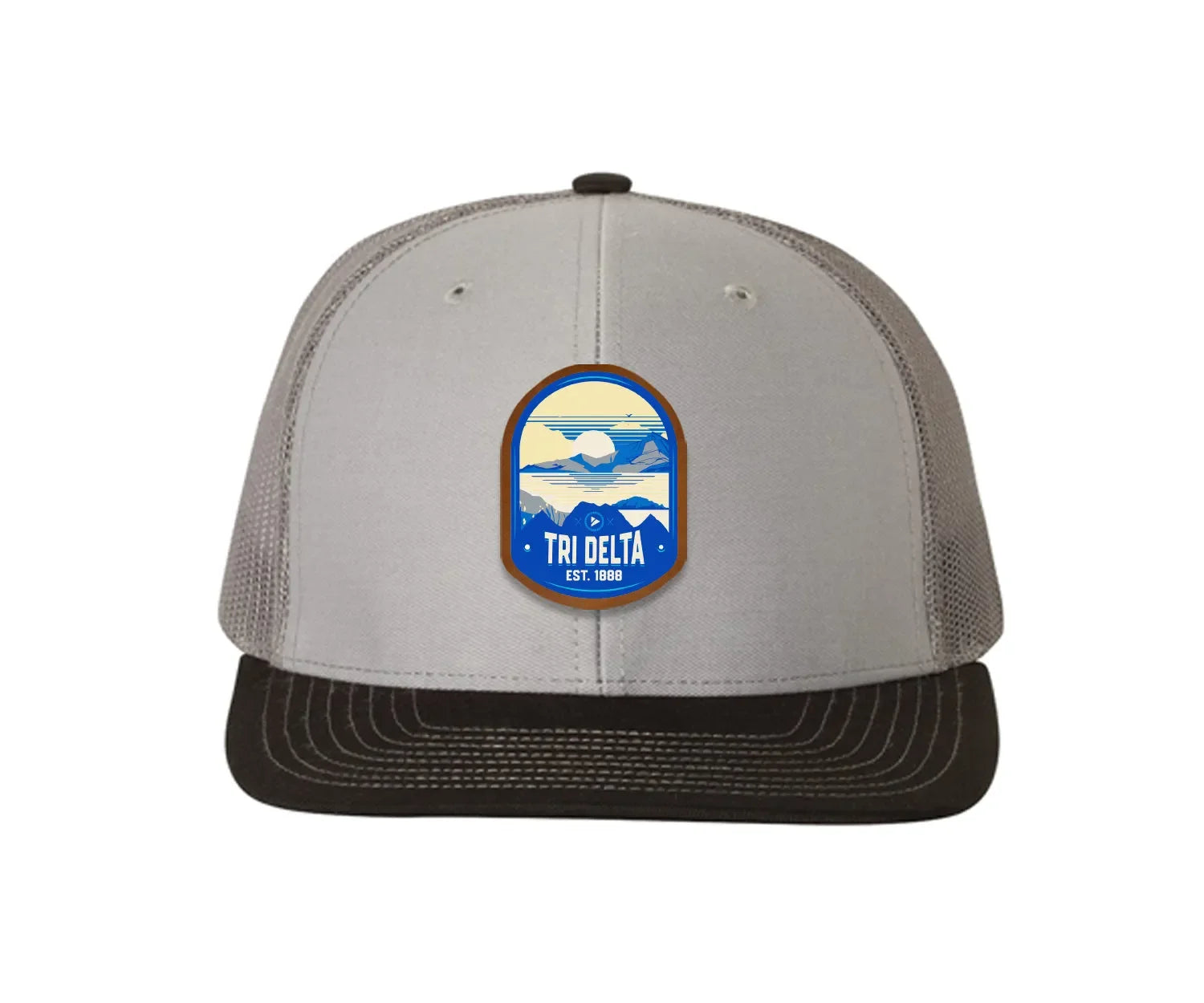 Tri Delta Richardson 112 UV Print Leatherette Patch Trucker Hat - Ventura Gray Charcoal Black Trucker Hat